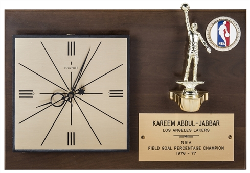 1976-77 NBA Field Goal Percentage Champion Presentation Clock Awarded To Kareem Abdul-Jabbar (Abdul-Jabbar LOA)